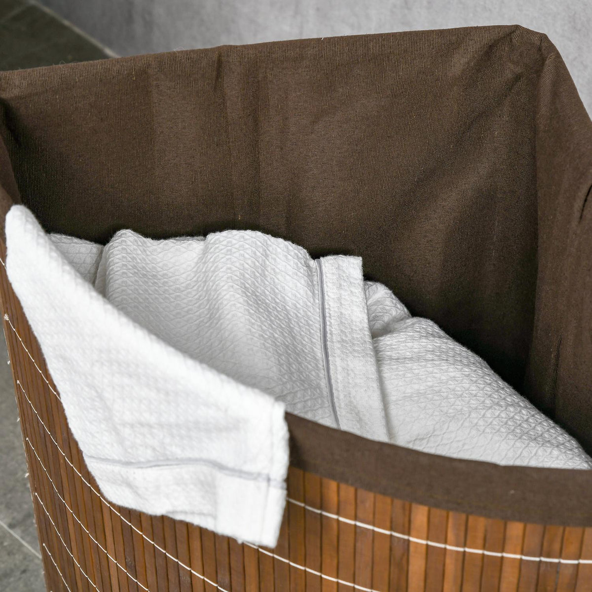 Laundry Basket 55L Laundry Basket Laundry Box With Lid, Handle, Laundry Basket Collector, Laundry Sorter With Removable Laundry Bag, Bamboo, Brown