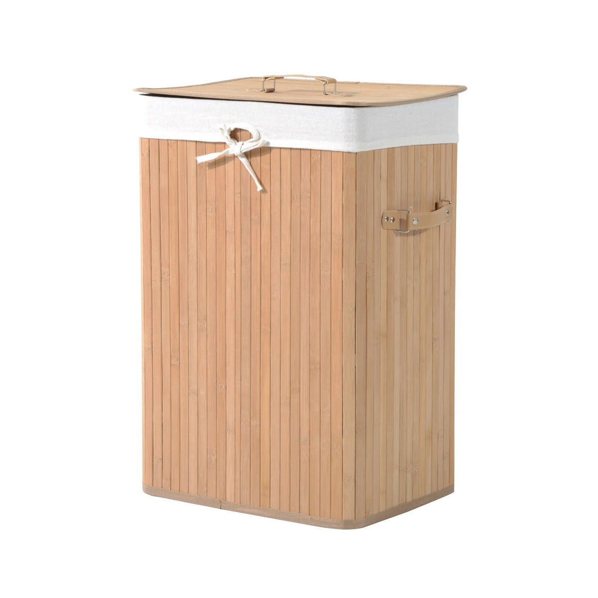 Laundry Basket Laundry Box With Lid Laundry Hamper Canvas Bag Bamboo Foldable 72L Natural 40 X 30 X 60 Cm