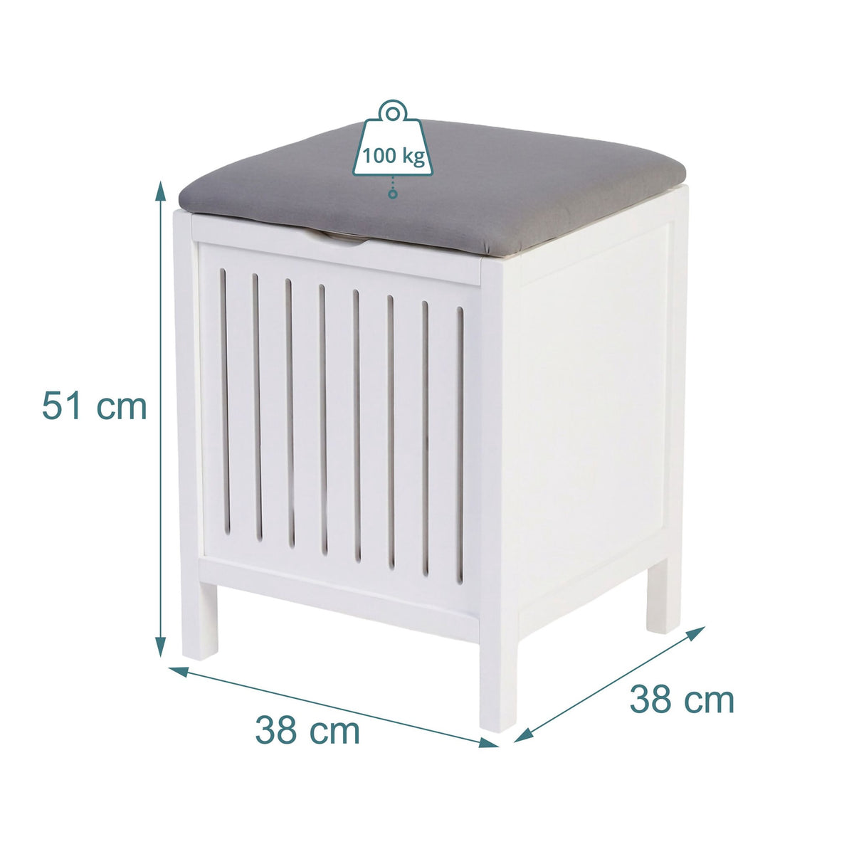 Laundry Hamper Stool – Walnut Wood, Padded Seat Lid