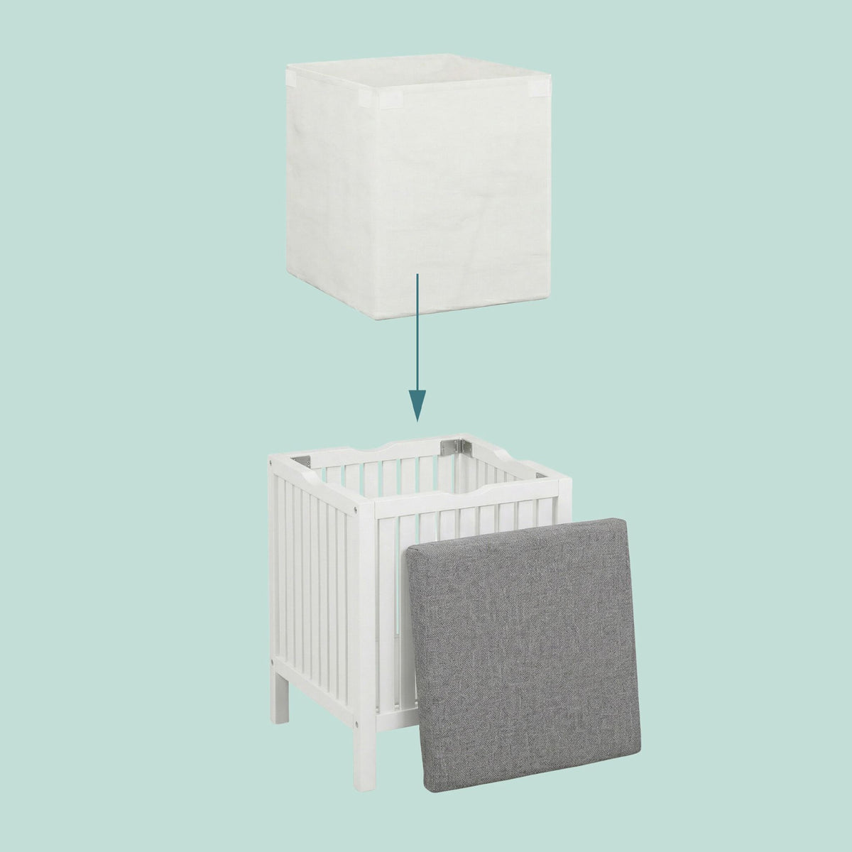 Laundry Hamper Stool – Walnut Wood, Padded Seat Lid