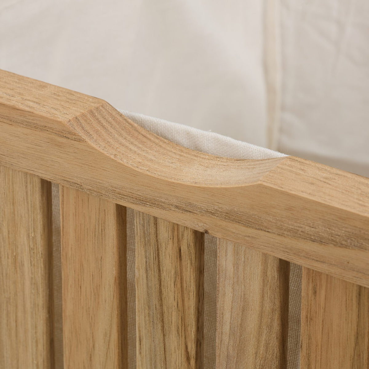Laundry Hamper Stool with Cushion Seat, Walnut Wood