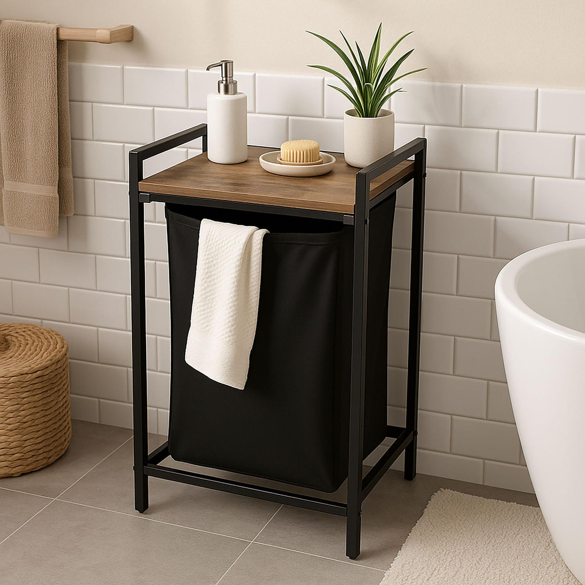 Laundry Hamper with Shelf and Removable Liner