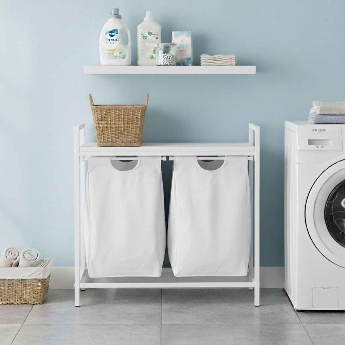 Laundry Sorter with 2 Removable Bags, Metal Frame