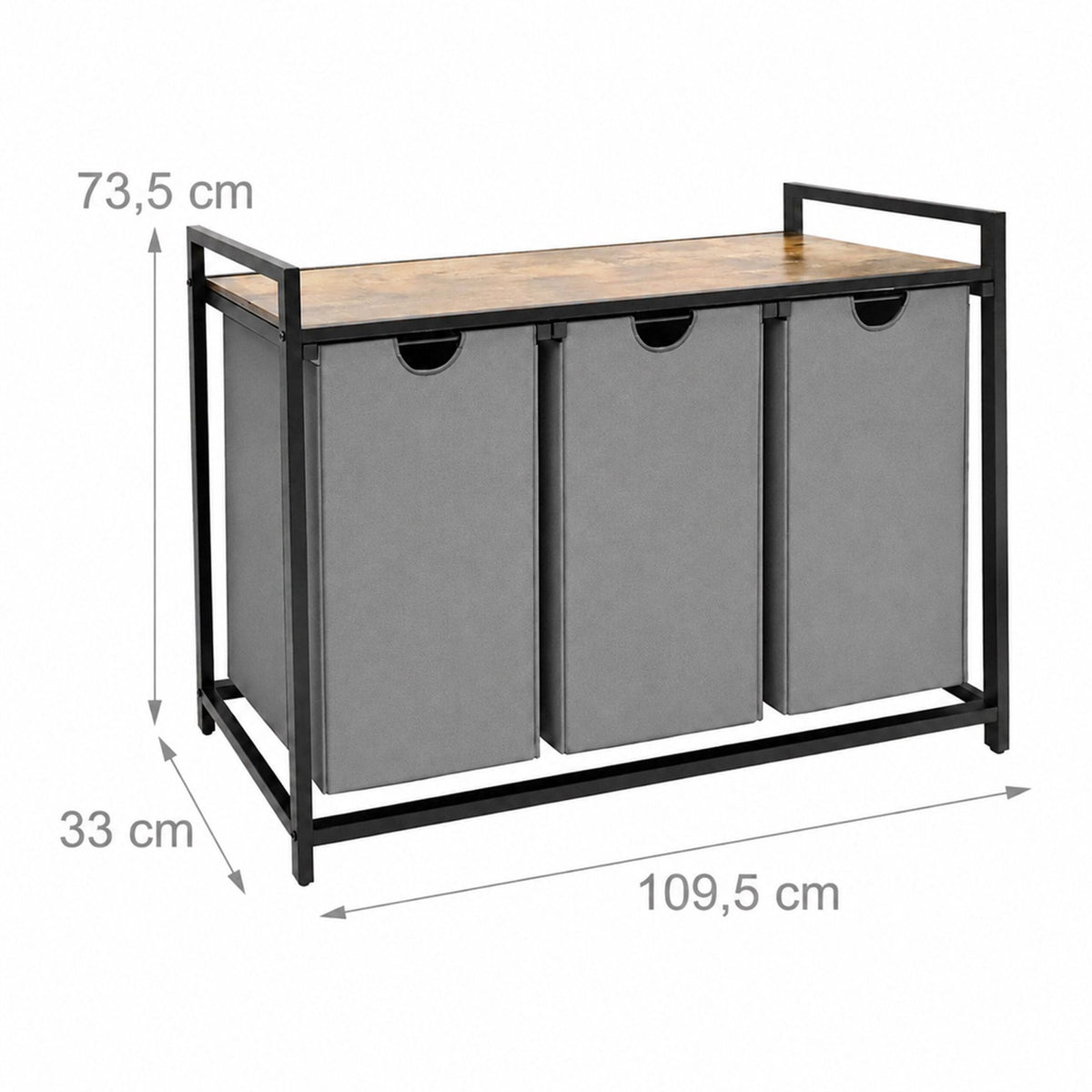 Laundry Sorter with 3 Bags & Shelf – Grey