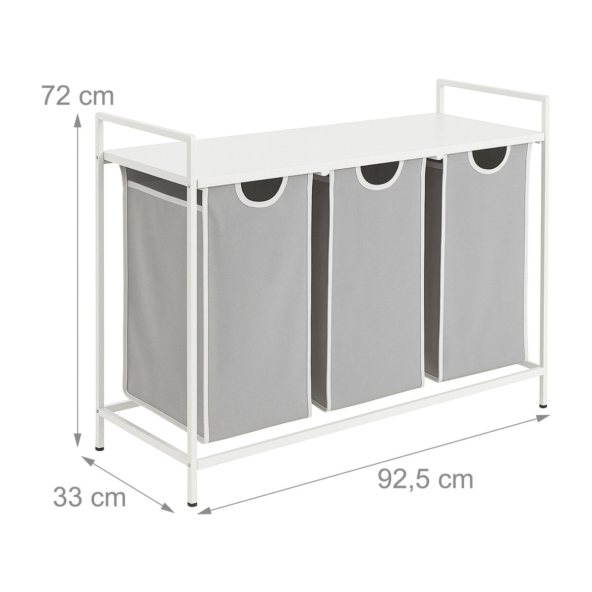 Laundry Sorter with 3 Bags and Shelf – Metal Frame