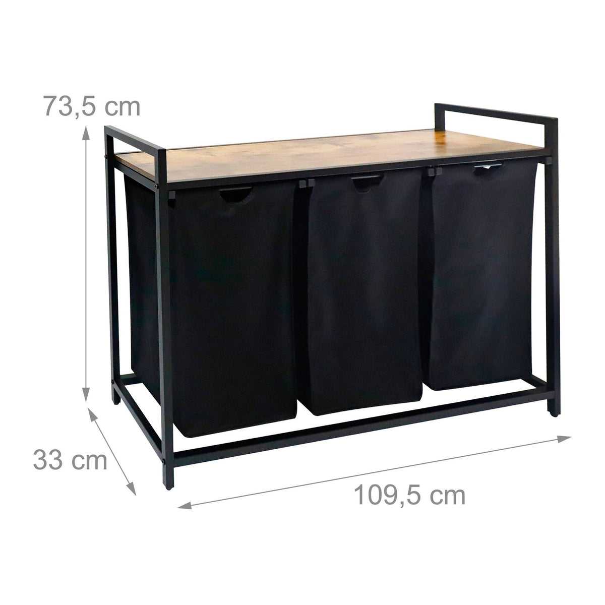 Laundry Sorter with 3 Removable Bags and Shelf