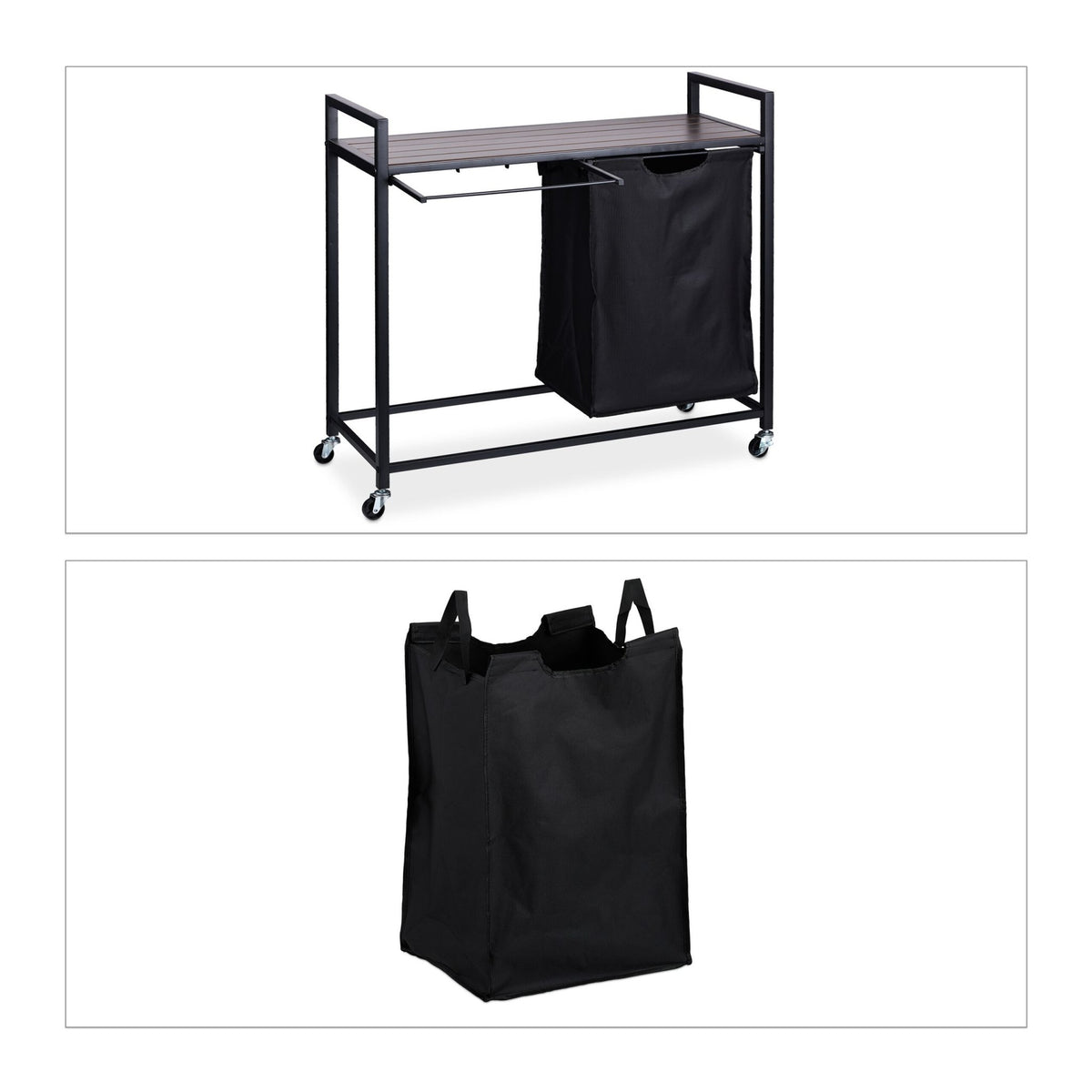 Laundry basket stand with shelf