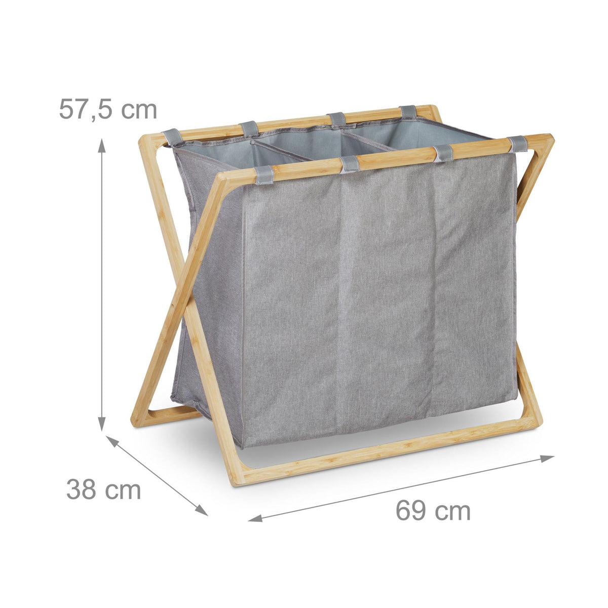 Laundry sorter 3 compartments foldable