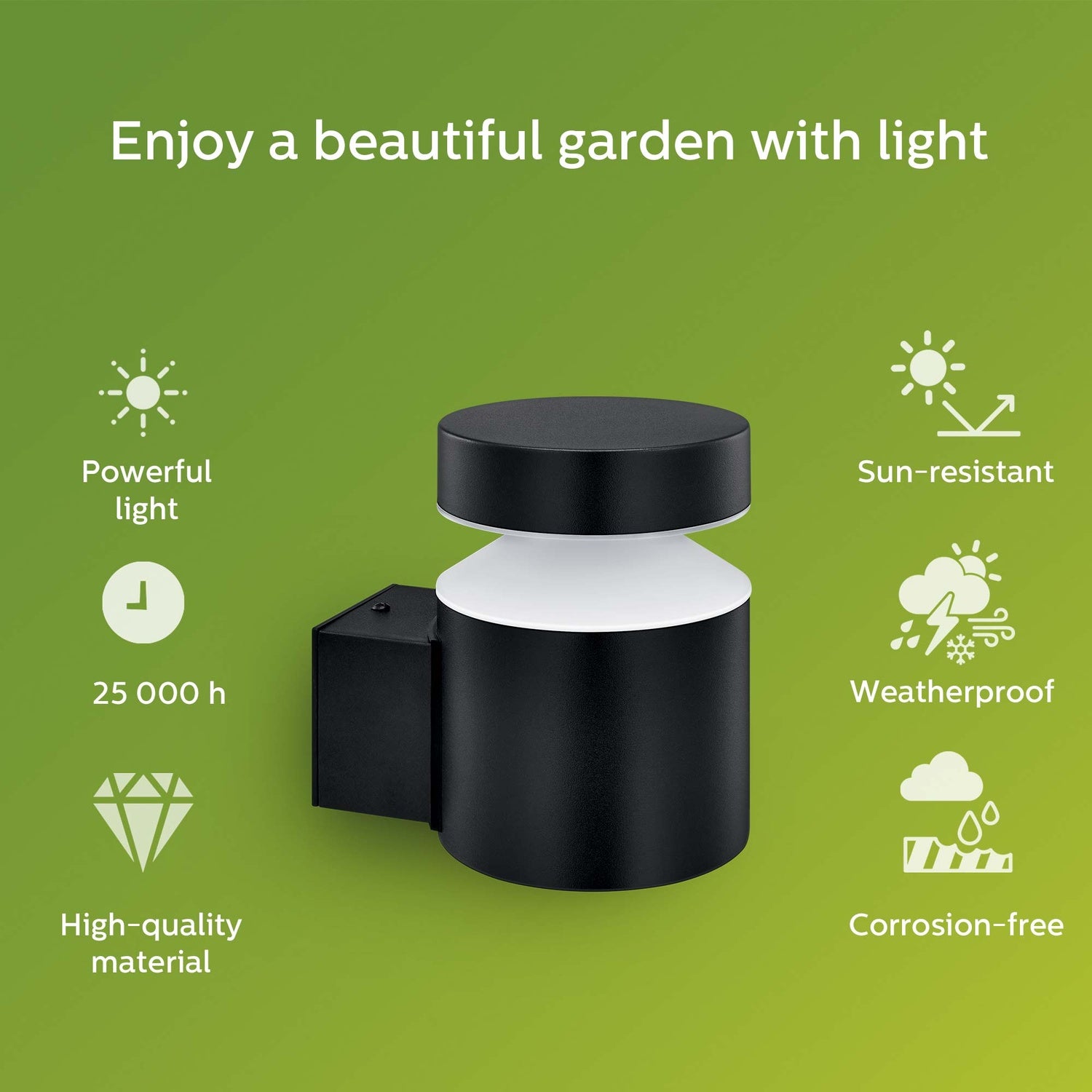 Laven LED wall lamp Up Stainless steel Black IP44 Warm 6W 600lm