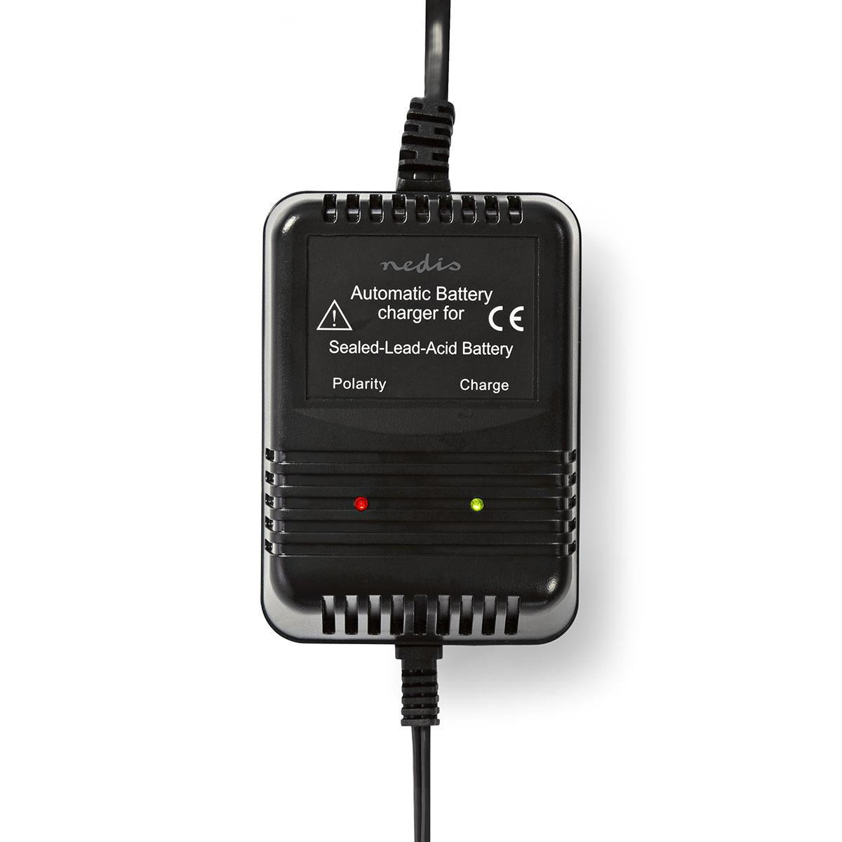 Lead Acid Battery Charger | 2.3 / 6.9 / 13.8 V DC | 0.6 A| Maintenance charge | Euro / Type C (CEE 7/16) | Battery Clamps | Battery type energy: AGM / Lead-acid / Gel / SLA / VRLA | Black