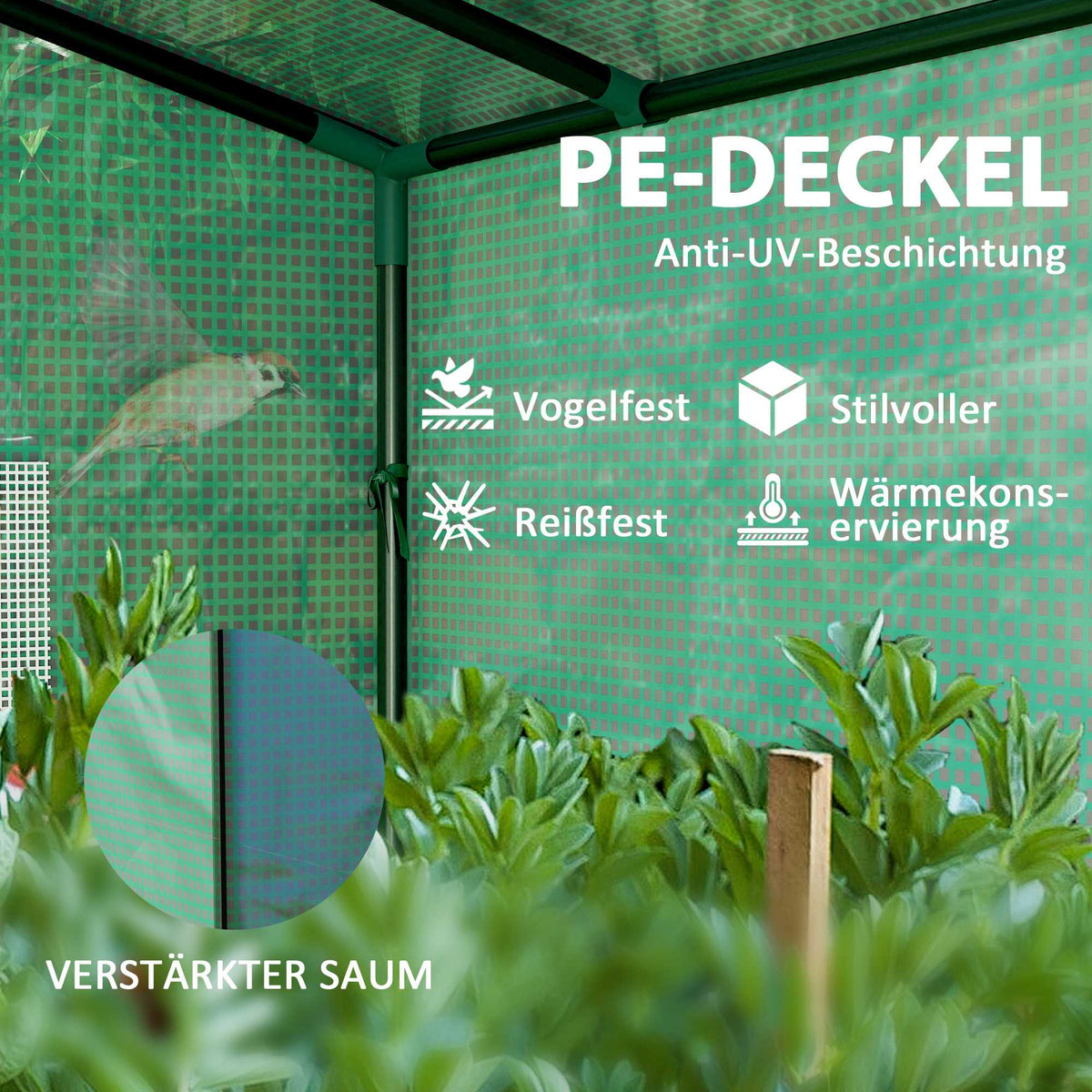 Lean-To Mini Greenhouse with UV Cover, Roll-Up Door