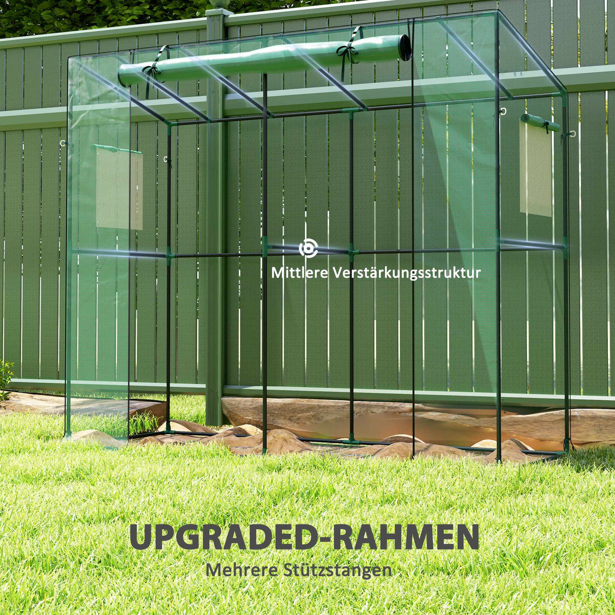 Lean-To Mini Greenhouse with UV Cover, Roll-Up Door