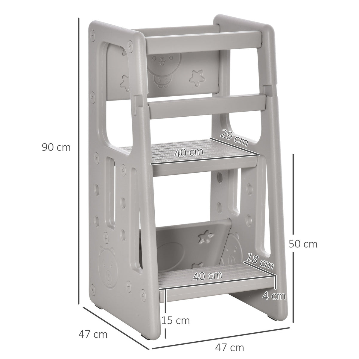 Learning Tower Children'S Step Stool, Montessori Learning Tower With Handles, Height-Adjustable Stool, Kitchen Helper For Children 1.5 To 5 Years