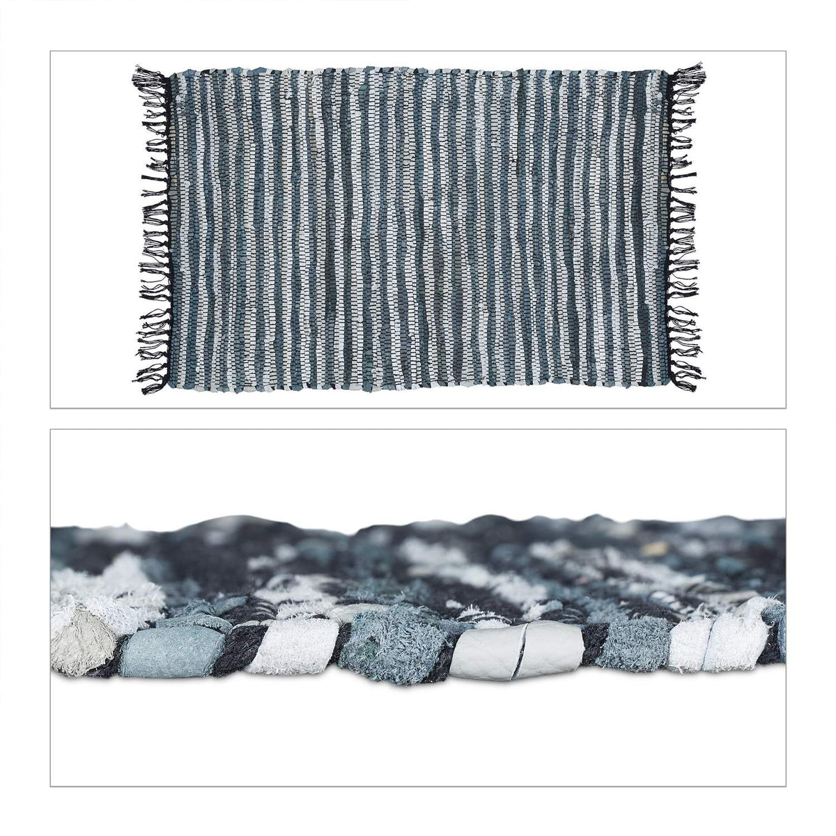 Leather & Cotton Runner Rug 60x100 cm