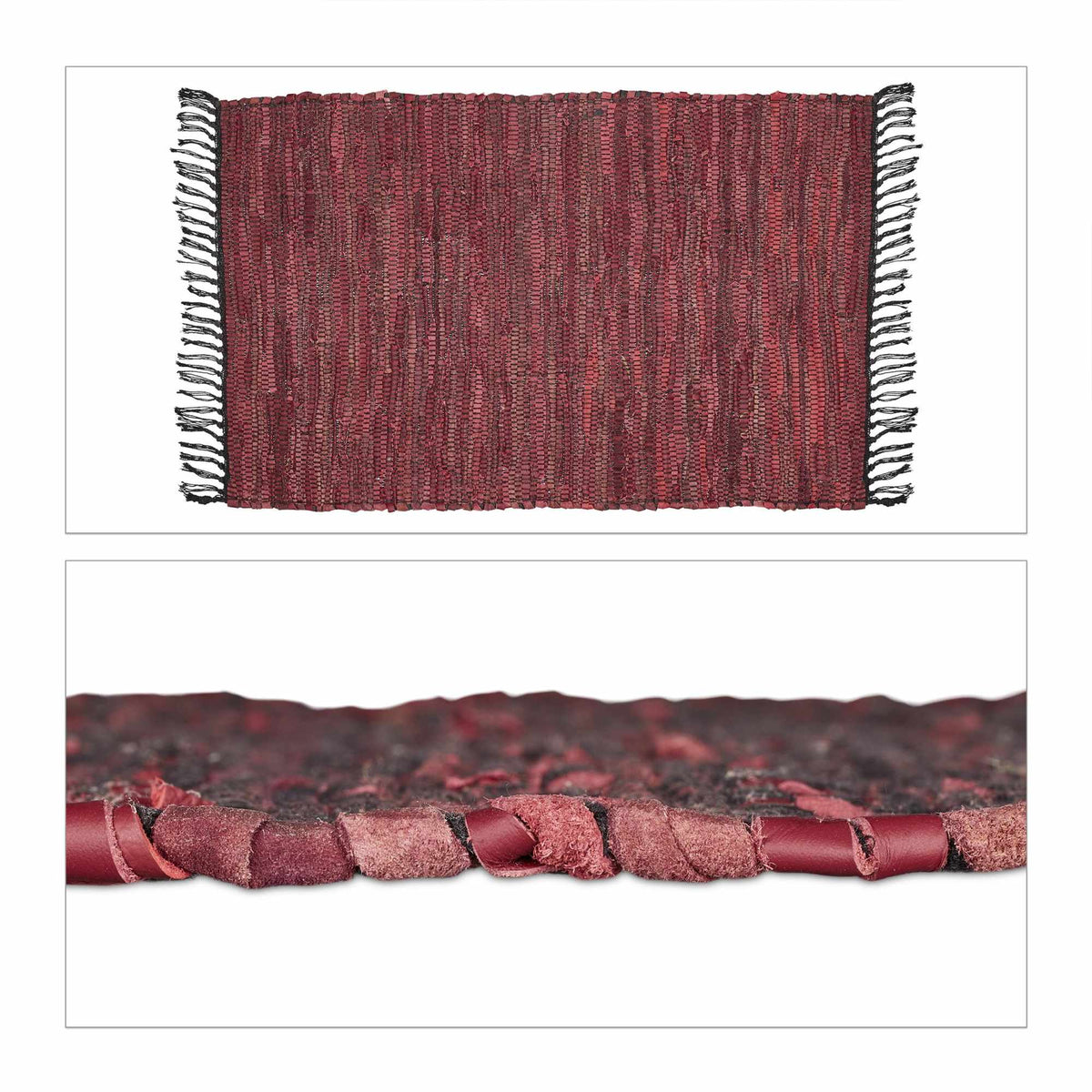 Leather & Cotton Runner Rug 60x100 cm