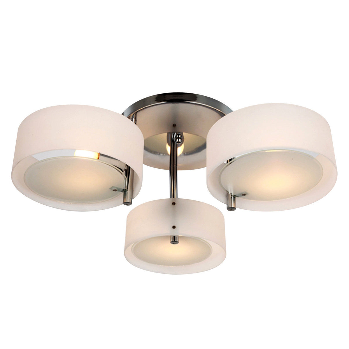Led Ceiling Light 3-Bulb, E27 40W, Chrome Acrylic, Warm White, Ø64Xh20Cm