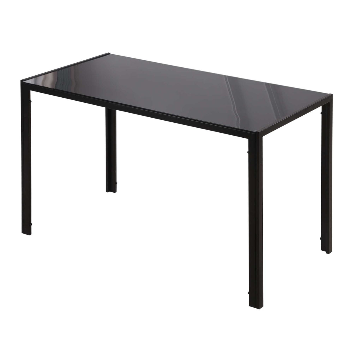 Led Dining Table Kitchen Table For 4 People Tempered Glass Metal Black 120X60X75Cm