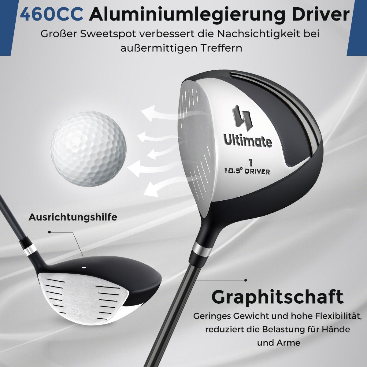 Left-Handed Men's Complete Golf Club Set with Stand Bag