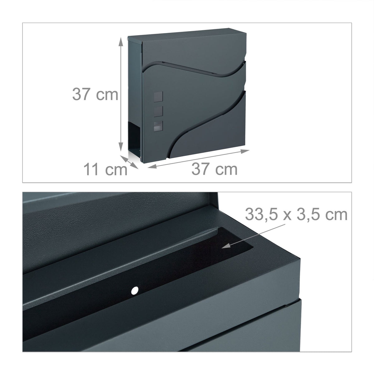 Letterbox with newspaper holder anthracite grey