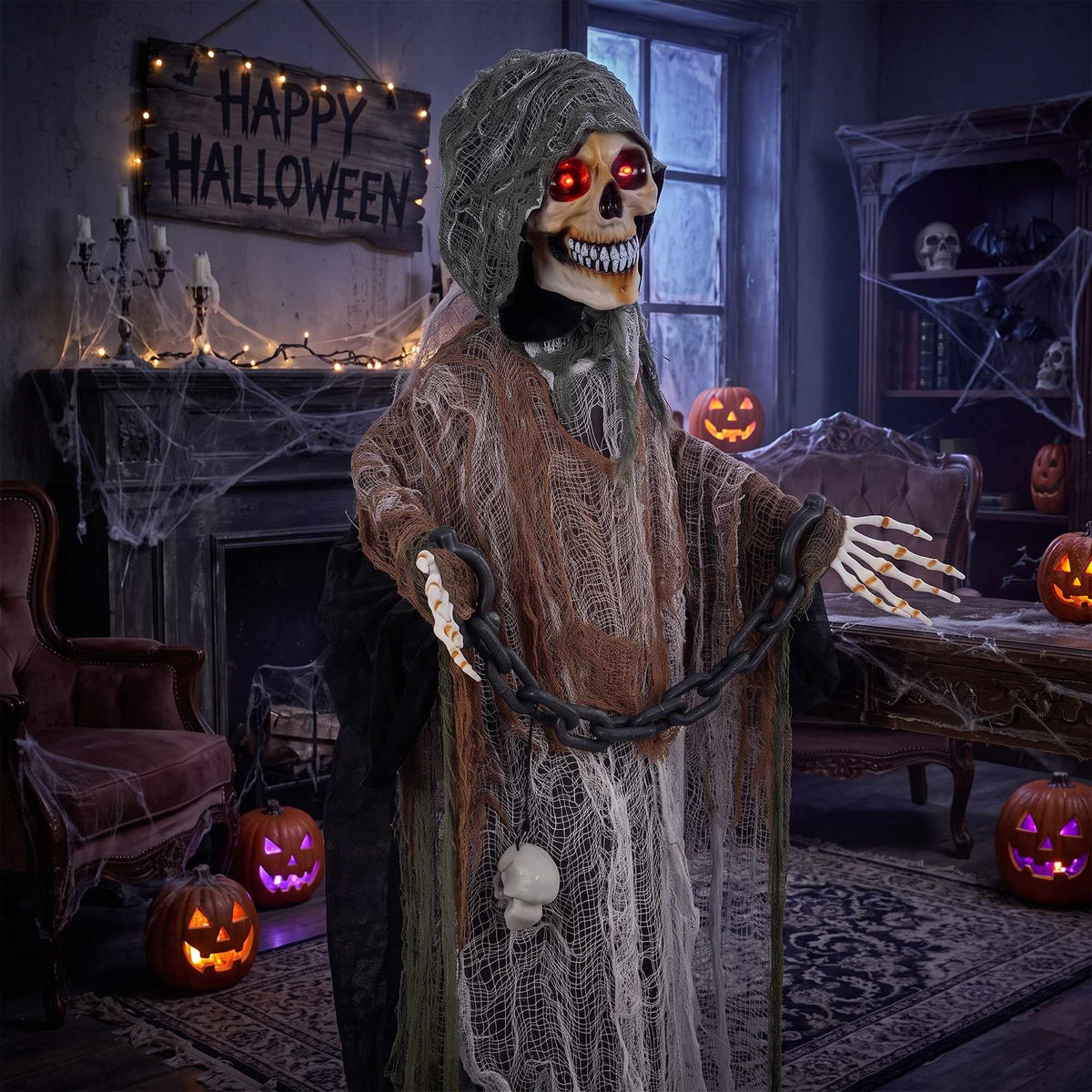 Lifesize 170 cm Animated Grim Reaper with Sound & Lights
