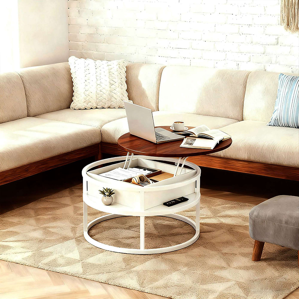 Lift-Top Coffee Table – Height-Adjustable Hidden Storage