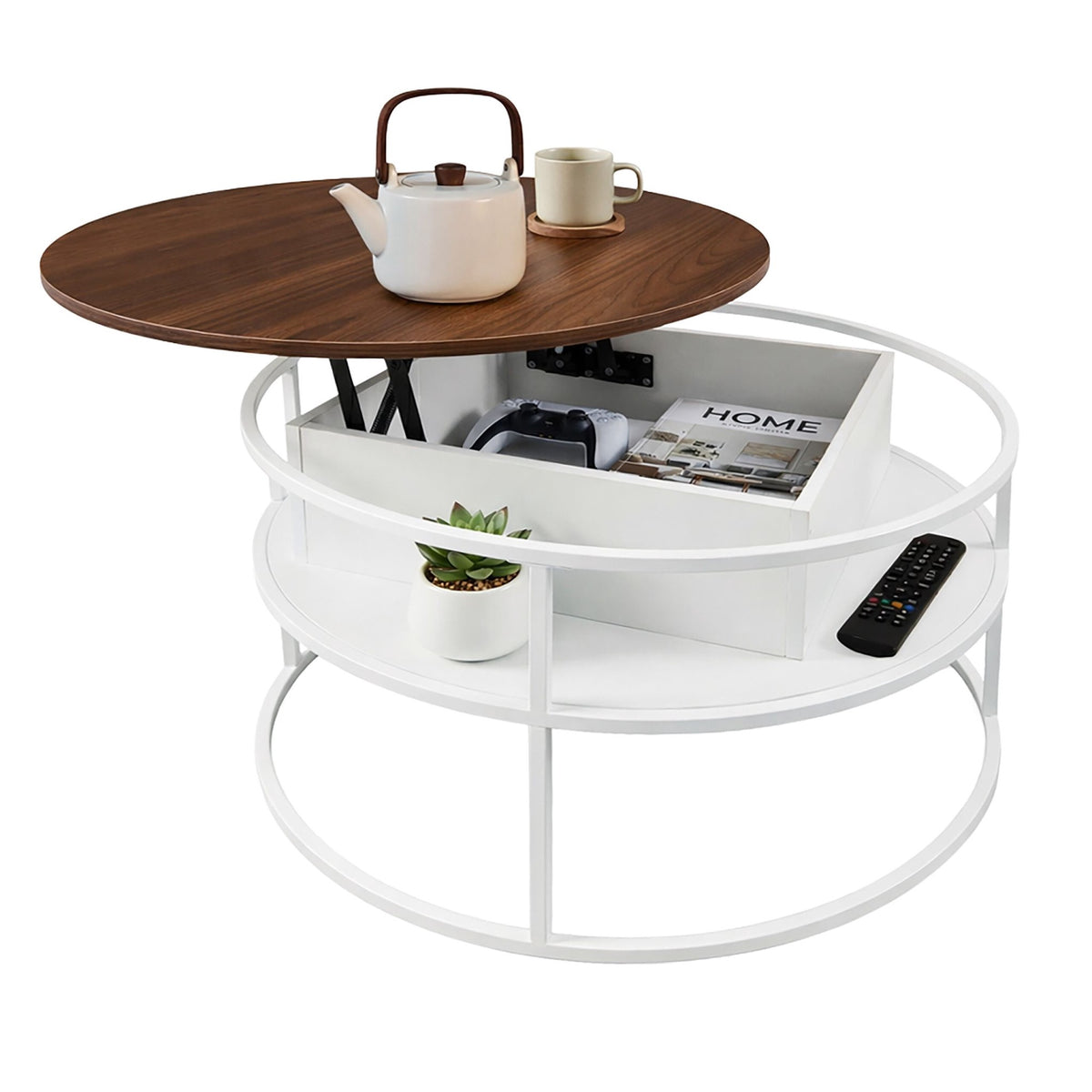 Lift-Top Coffee Table – Height-Adjustable Hidden Storage
