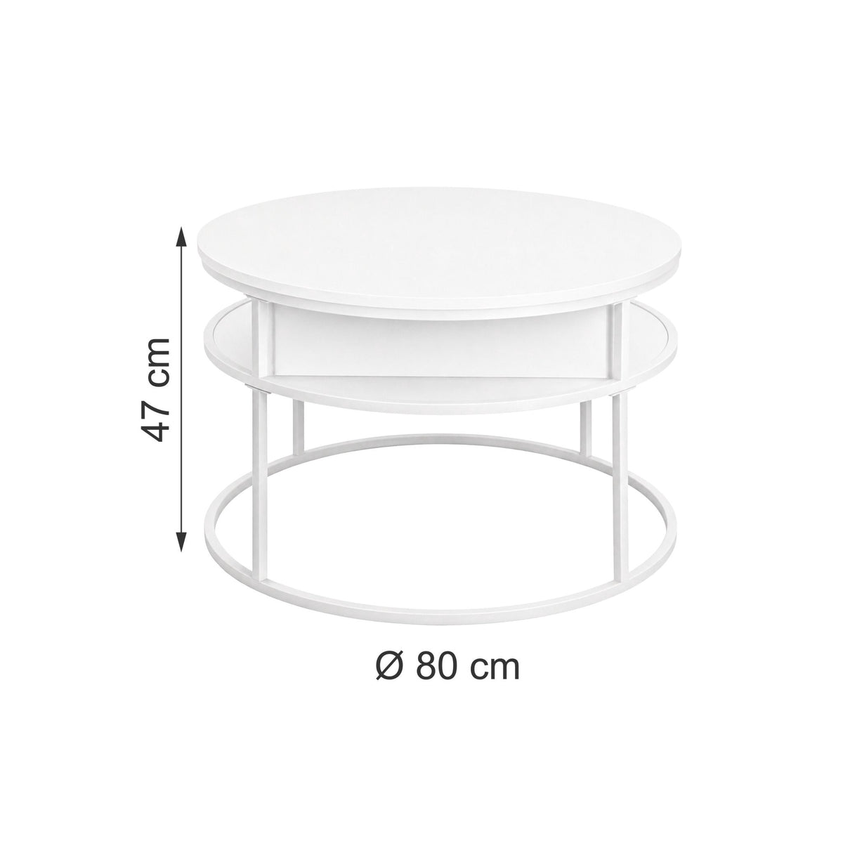 Lift-Top Coffee Table with Storage – White, MDF & Metal