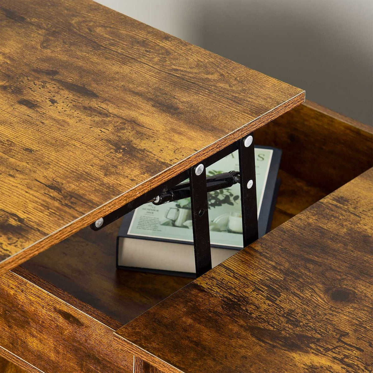 Lift-Top Coffee Table with Storage and Shelves