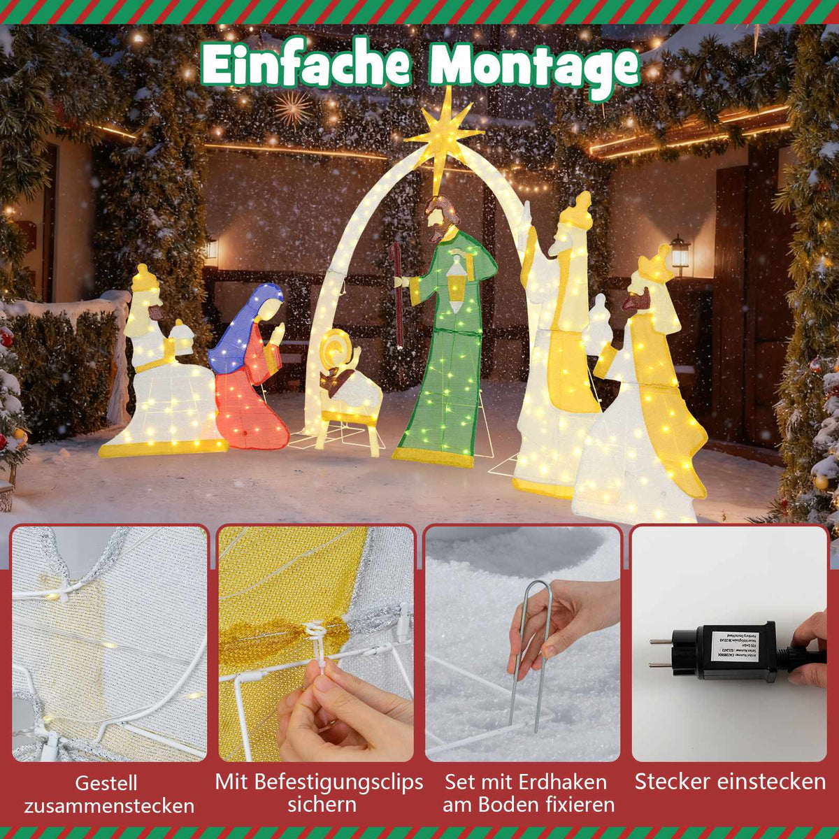 Lighted Nativity Scene Set, 7-Piece, 1.5 m, 310 LEDs