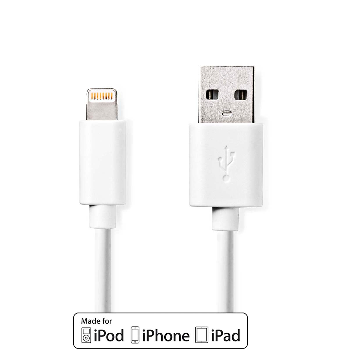 Lightning Cable | USB 2.0 | Apple Lightning, 8-pin | USB-A Male | 480 Mbps | Nickel Plated | 2.00 m | Round | PVC | White | Label