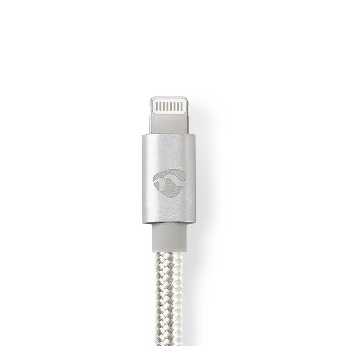 Lightning Cable | USB 2.0 | Apple Lightning, 8-pin | USB-C™ Male | 480 Mbps | Gold Plated | 1.00 m | Round | Braided / Nylon | Aluminum / Silver | Carton with covered window