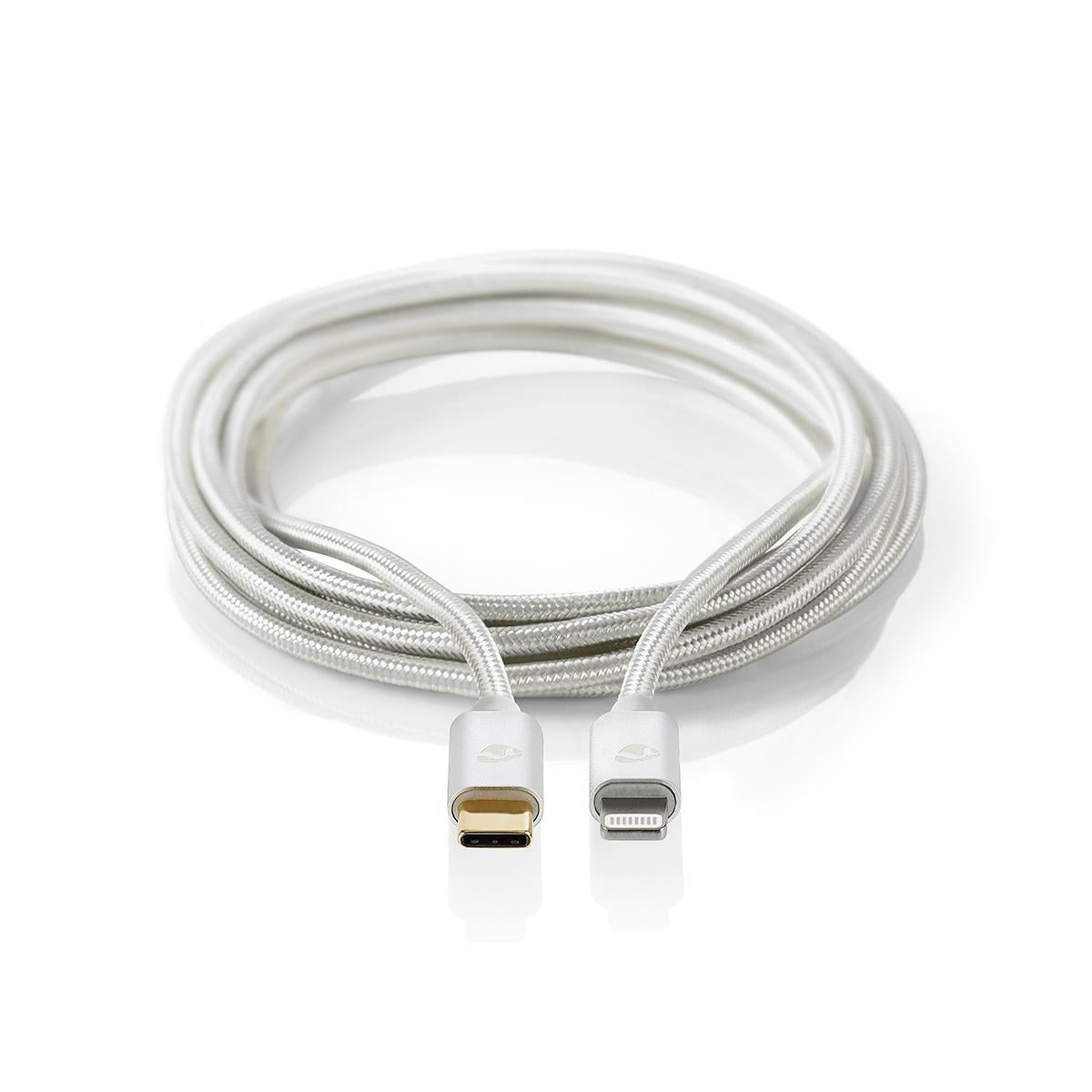 Lightning Cable | USB 2.0 | Apple Lightning, 8-pin | USB-C™ Male | 480 Mbps | Gold Plated | 2.00 m | Round | Braided / Nylon | Aluminum | Carton with covered window