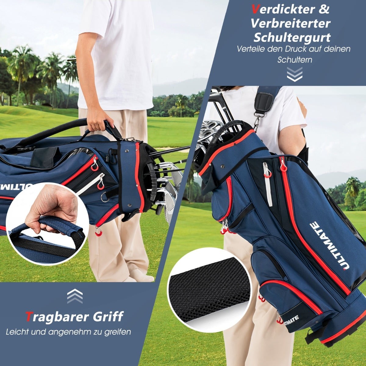 Lightweight Golf Bag with 14-Way Divider, Navy