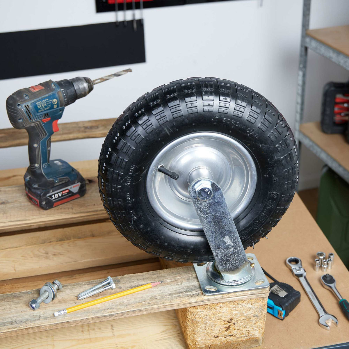 Link wheels with air tires 3.50-6