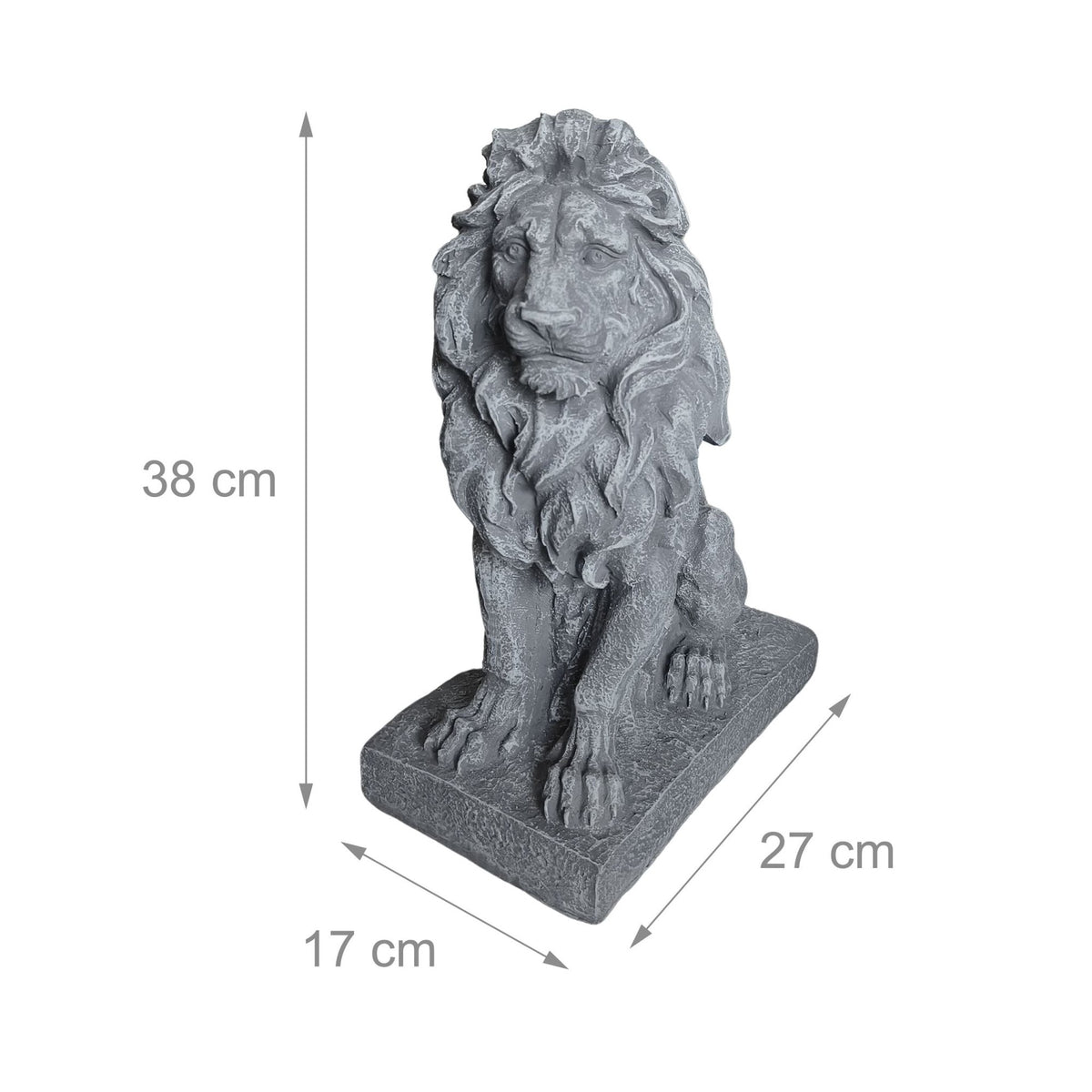 Lion Garden Statue, Weather-Resistant Polyresin