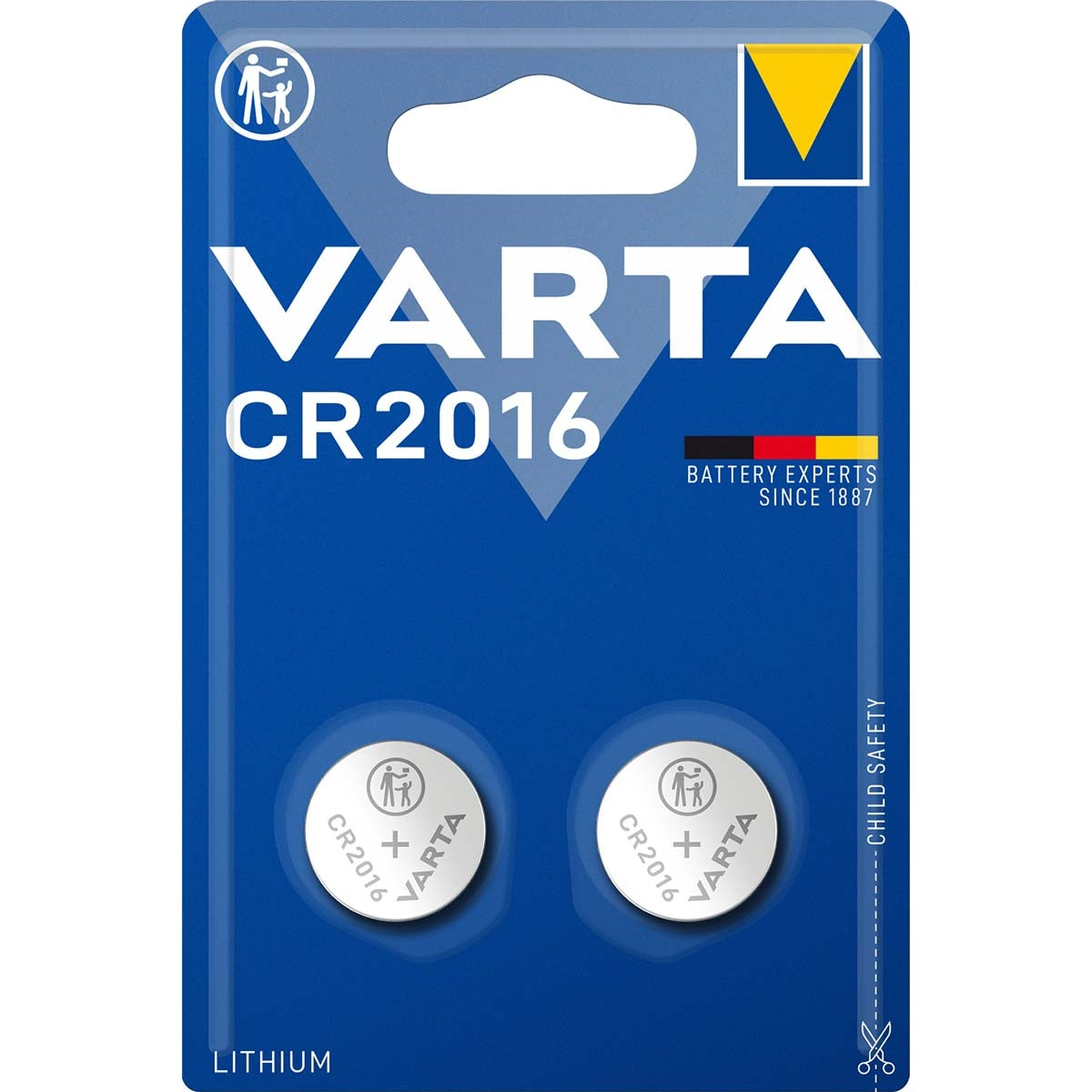 Lithium button cell battery CR2016 | 3 V DC | 87 mAh | 2-Blister | Silver