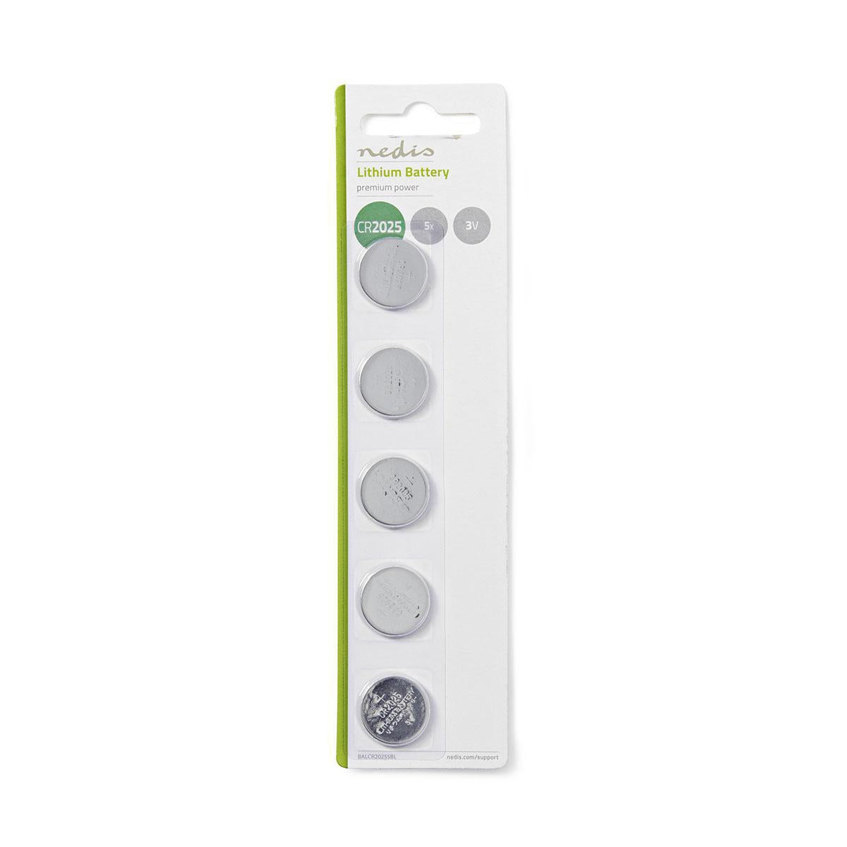 Lithium button cell battery CR2025 | 3 V DC | 5-Blister | Silver
