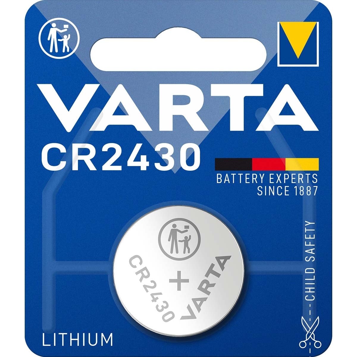 Lithium button cell battery CR2430 | 3 V DC | 290 mAh | 1-Blister | Silver