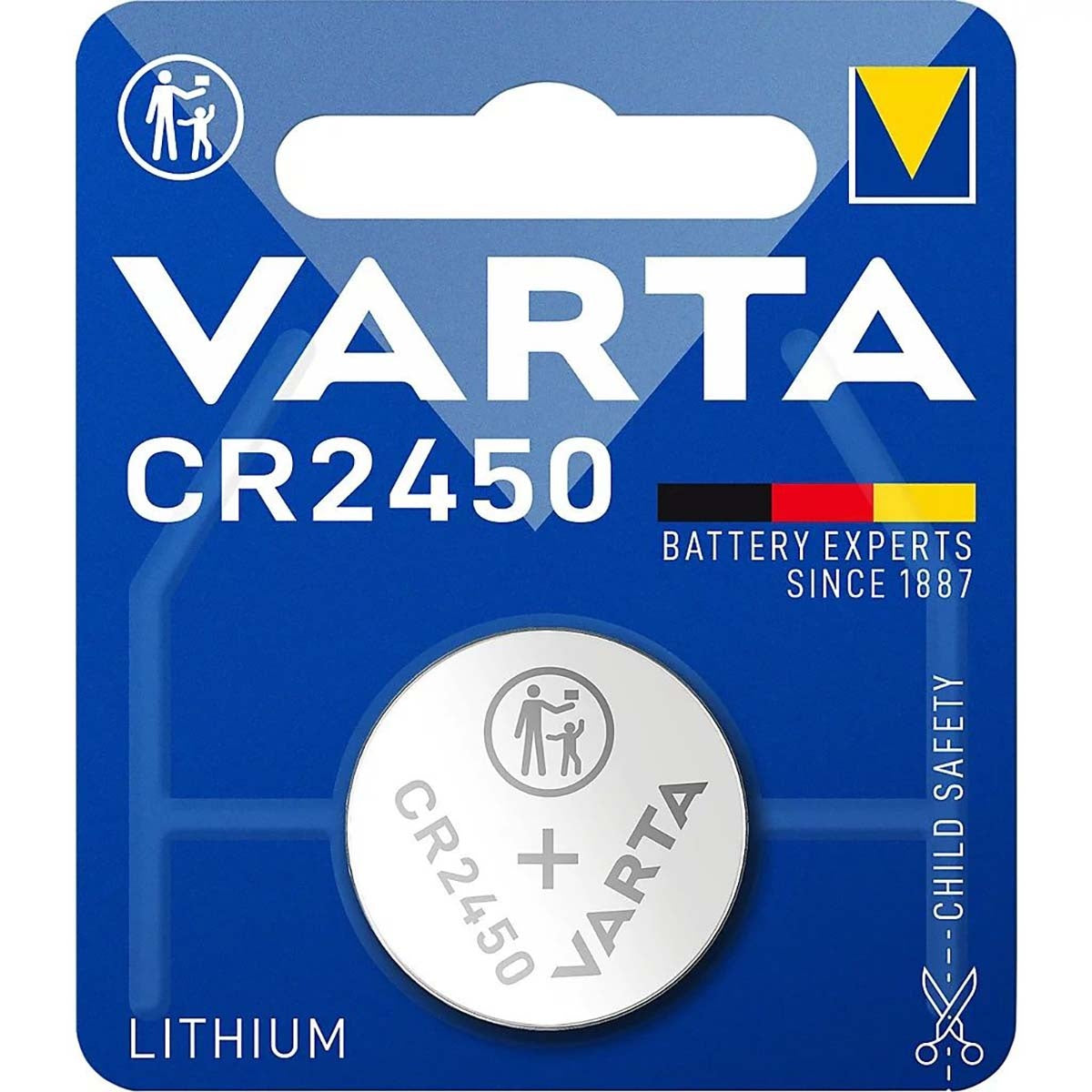 Lithium button cell battery CR2450 | 3 V DC | 570 mAh | 1-Blister | Silver