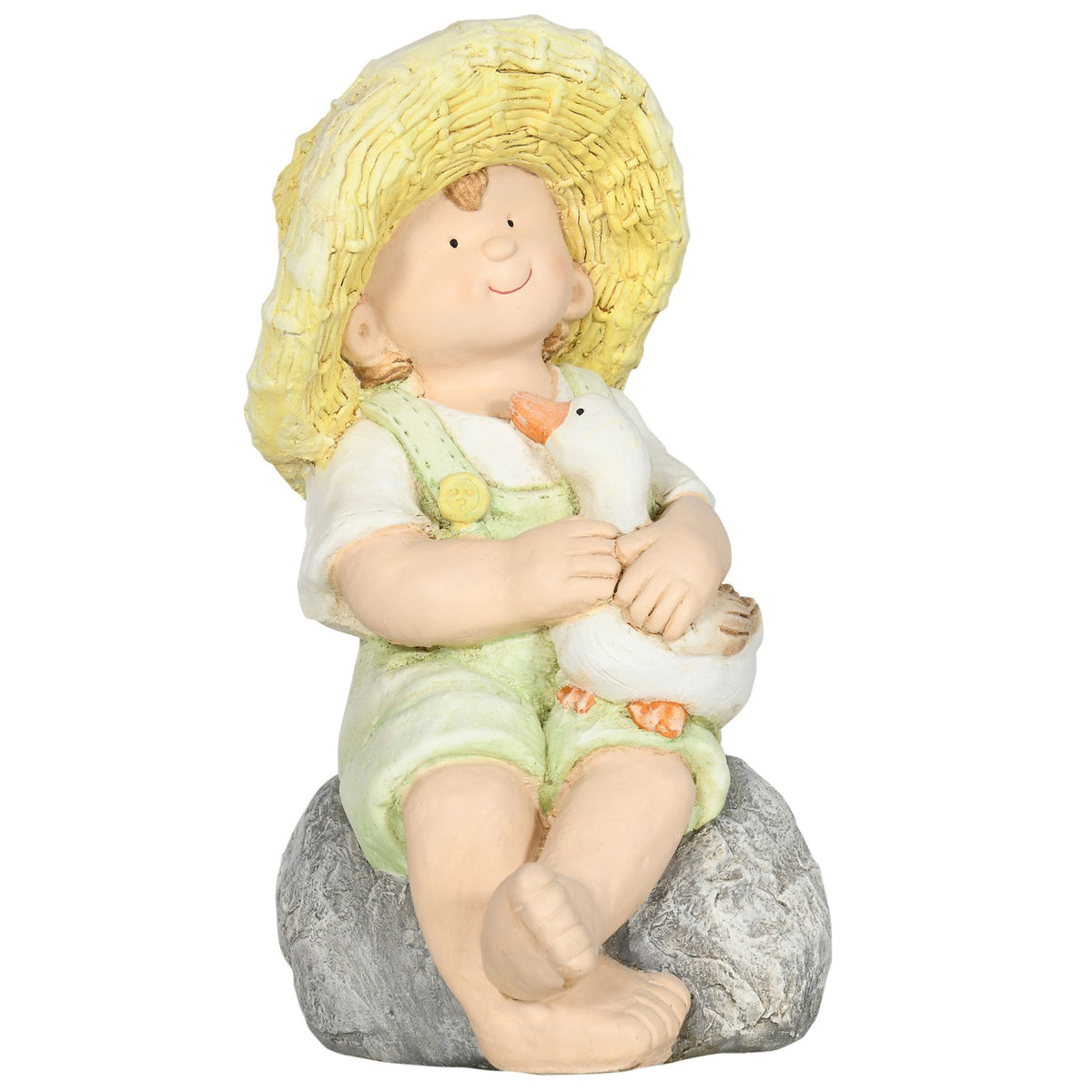 Little Boy With Straw Hat 43Cm Weatherproof Garden Statue Outdoor Ornament Garden Decor Sculpture For Home Decor