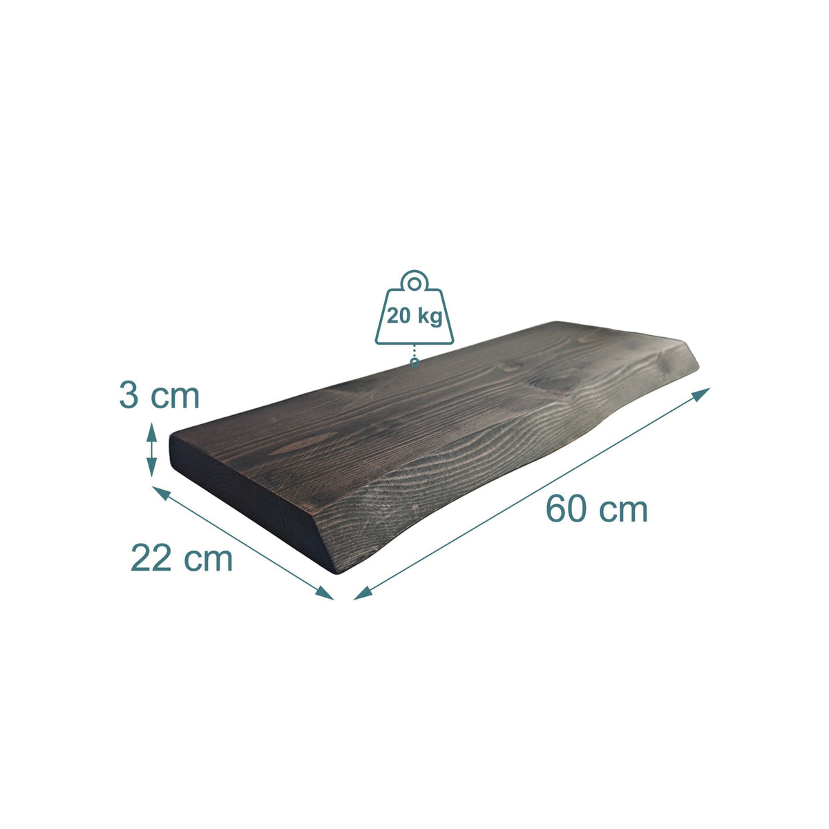Live Edge Solid Wood Shelf – Rustic Floating Design