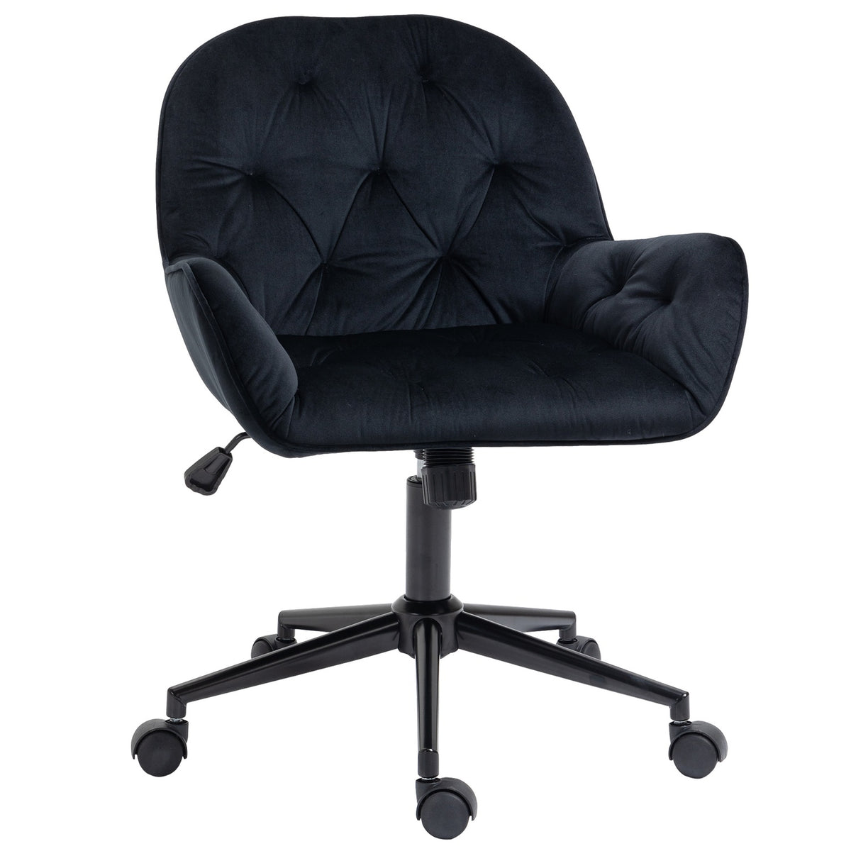 Living room chairs, height-adjustable swivel chair, height-adjustable desk chair, velvet look, black