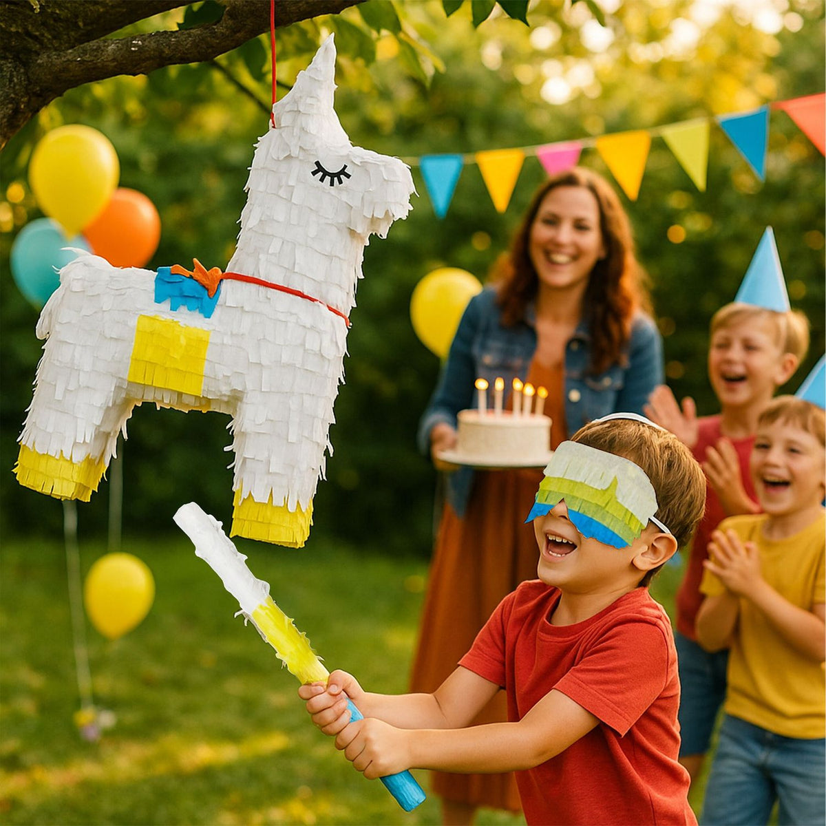 Llama Piñata Set with Stick and Mask