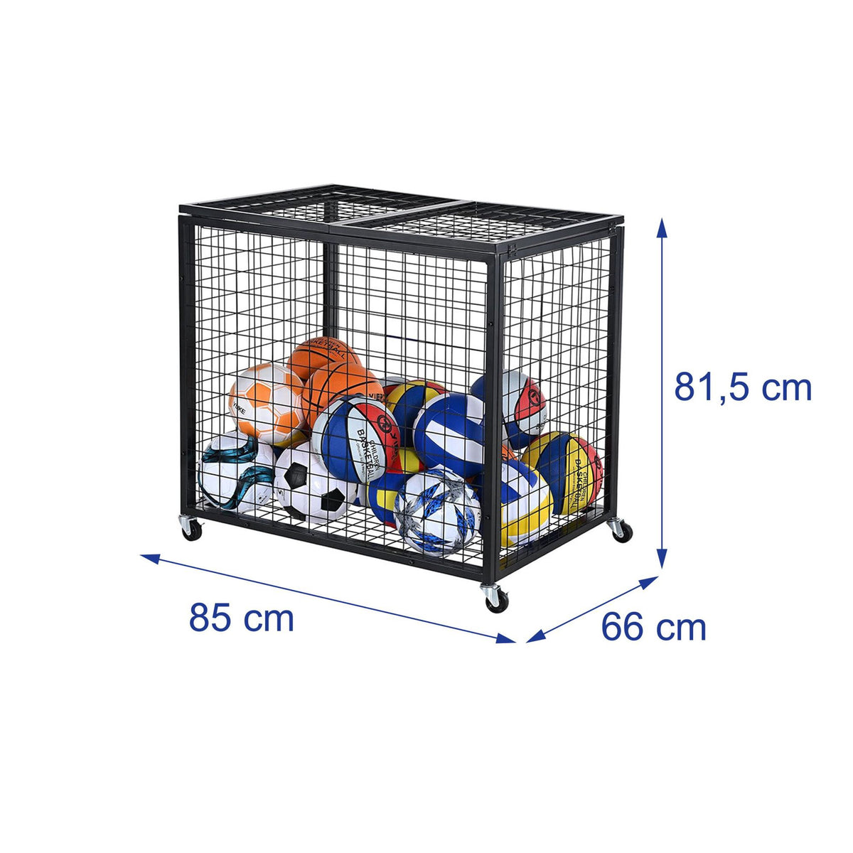 Lockable Black Metal Ball Cage with Wheels