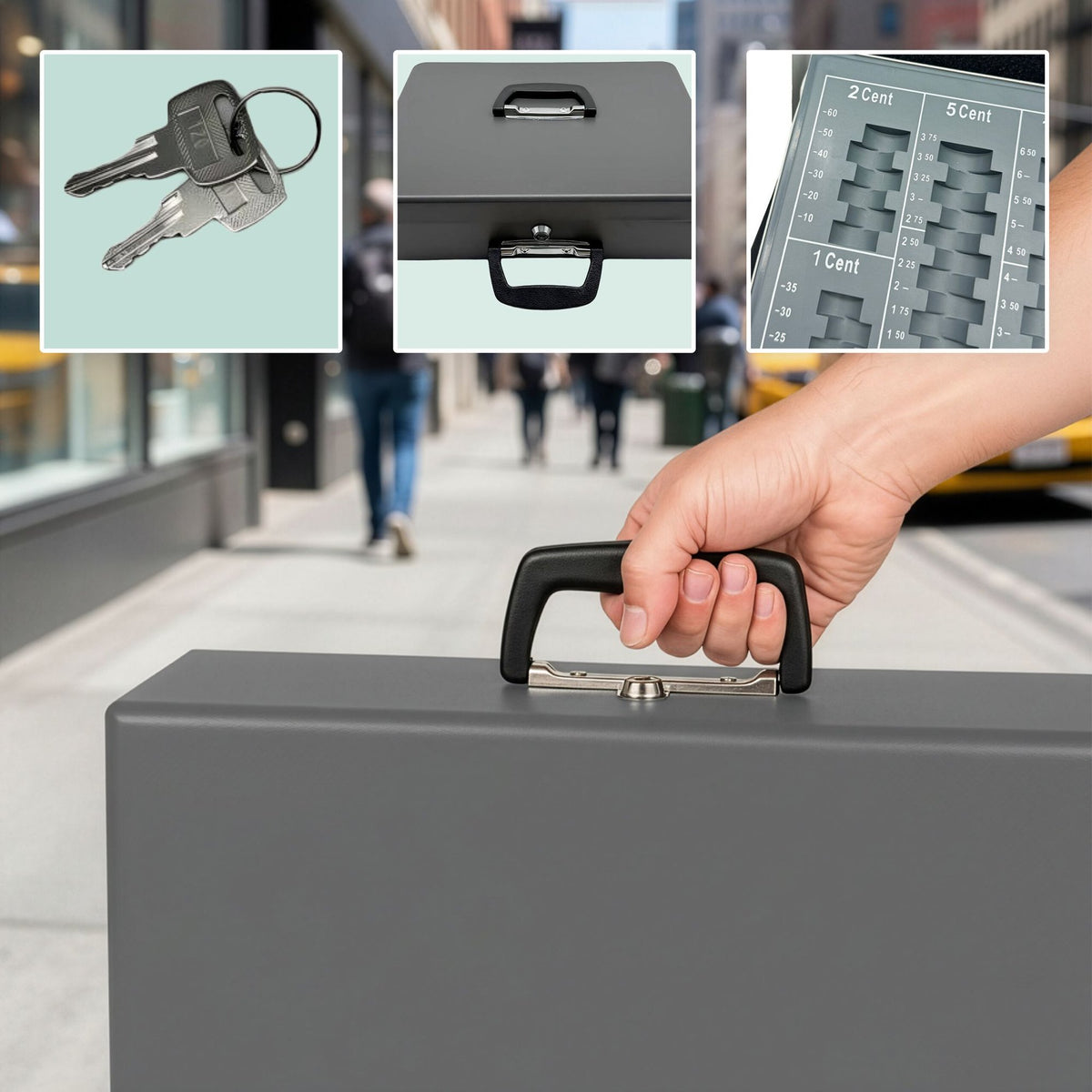 Lockable Iron Cash Box with Removable Insert