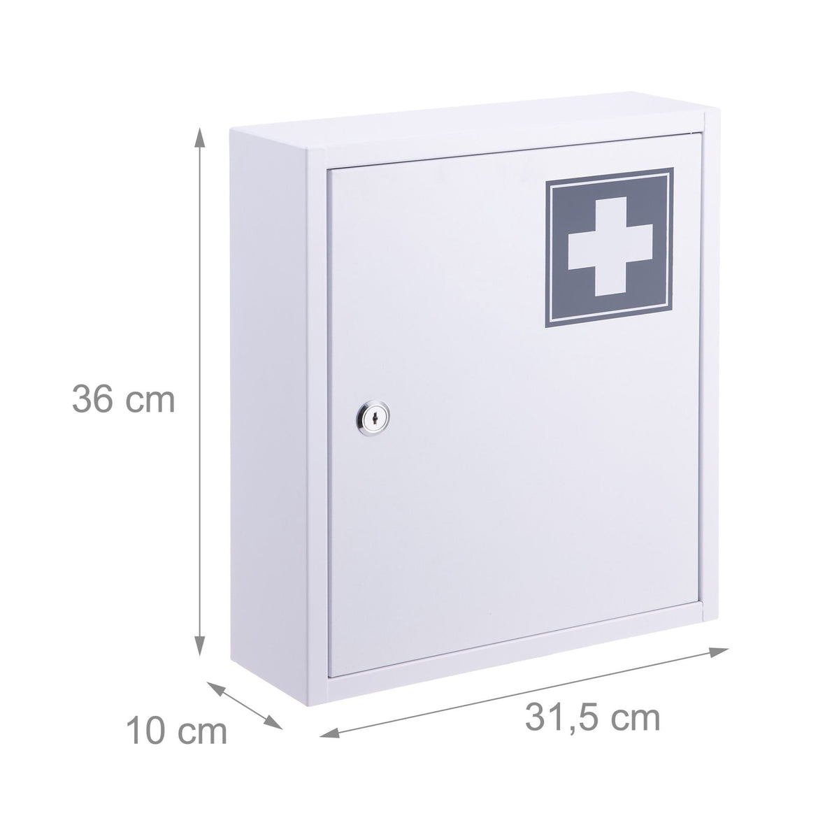 Lockable Medicine Cabinet, 3 Compartments, Wall-Mount