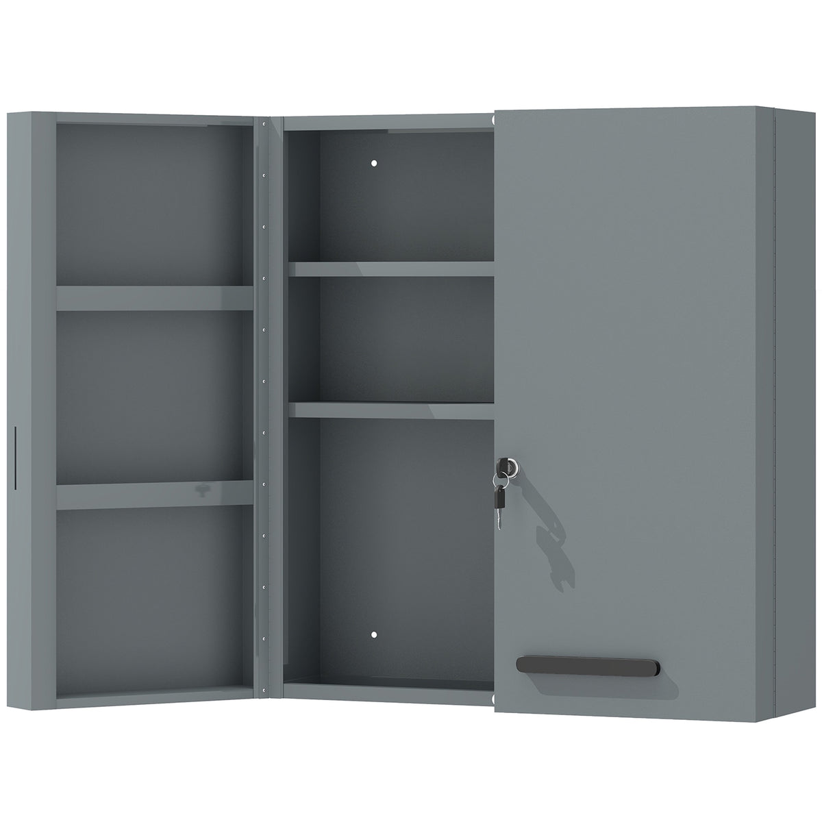 Lockable Medicine Cabinet, 6 Shelves, Charcoal Gray Steel