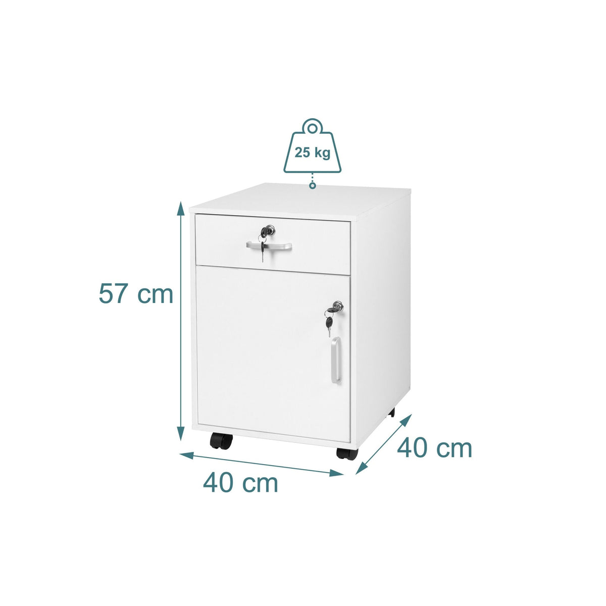 Lockable Mobile Desk Pedestal with Drawer and Compartment
