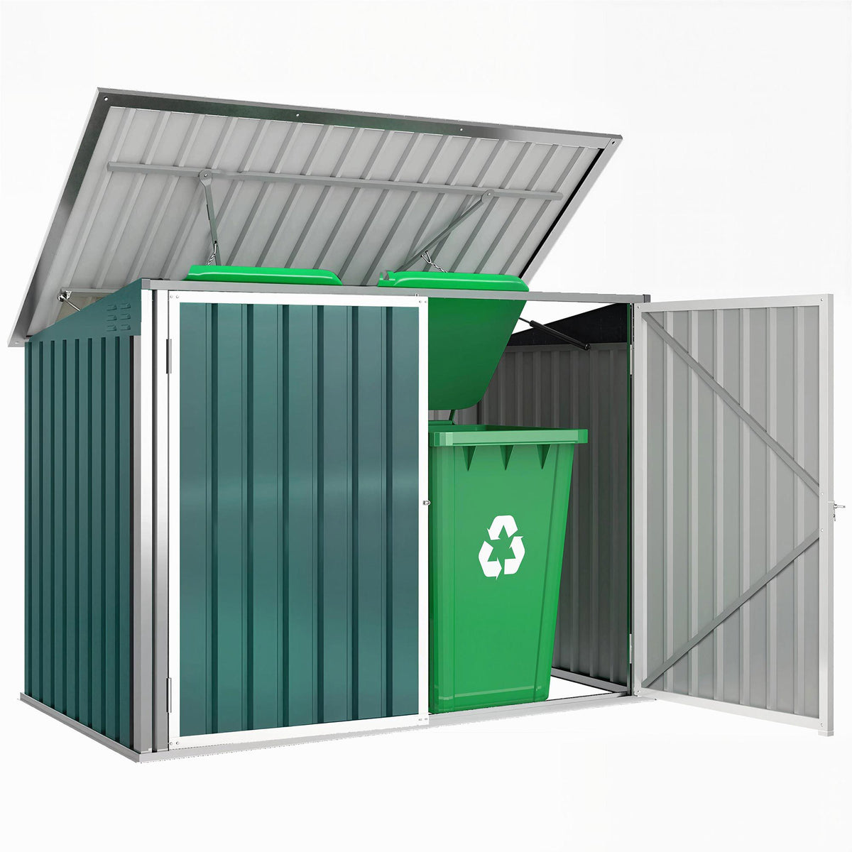 Lockable Steel Bin Storage for 2 Bins with Double Doors