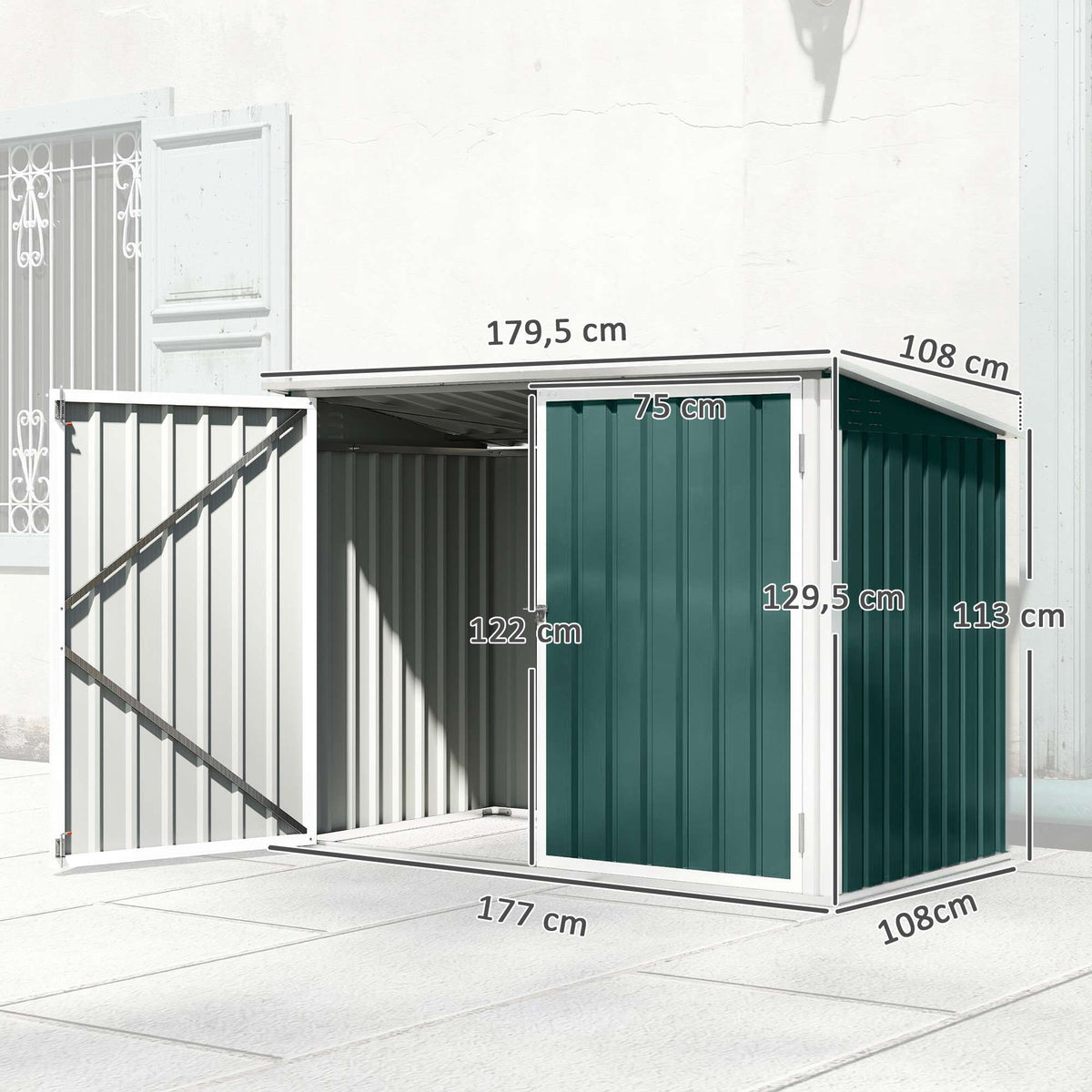 Lockable Steel Bin Storage for 2 Bins with Double Doors